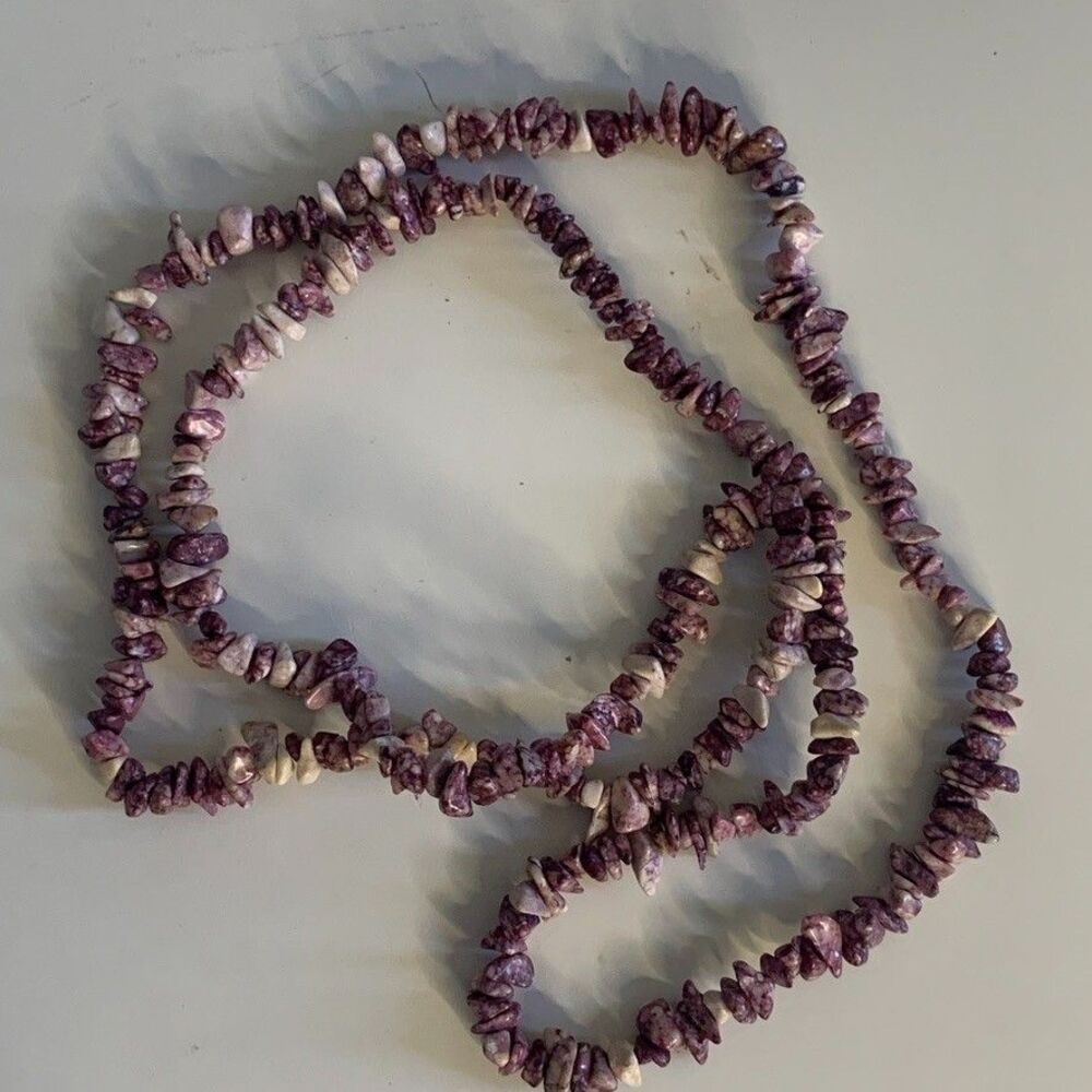 Vintage Purple Natural Sea Shell Choker Necklace Beach Boho 16.5” Single Strand